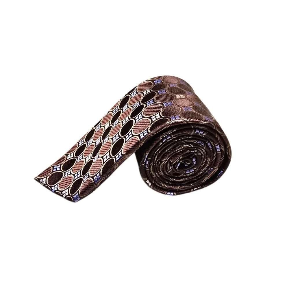 Michael Kors Silk Luxury Tie Black Blue Tan Brown Geometric Circles Men‎ Necktie